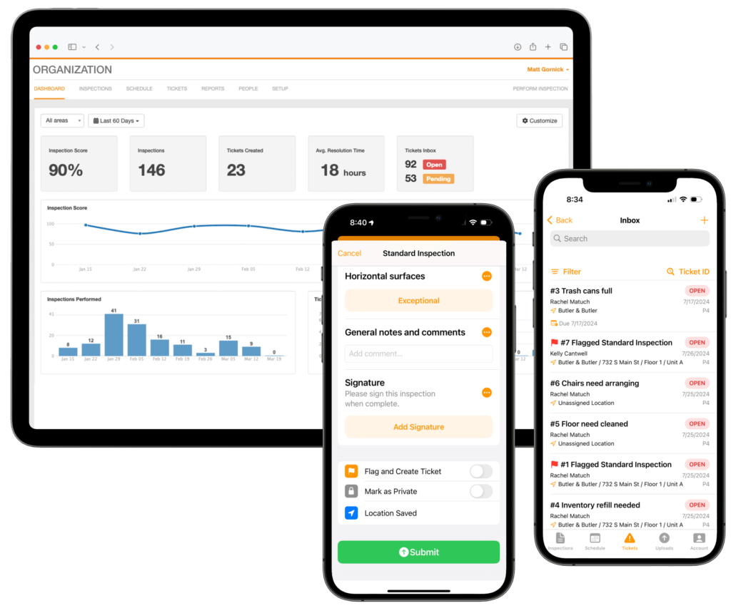 OrangeQC inspection software for cleaning companies.