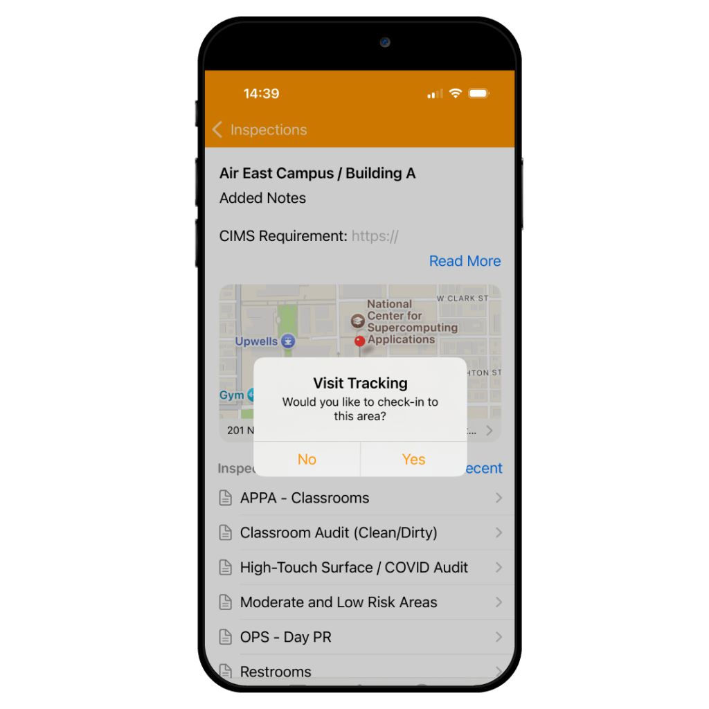 Log visits with an inspection checklist app.