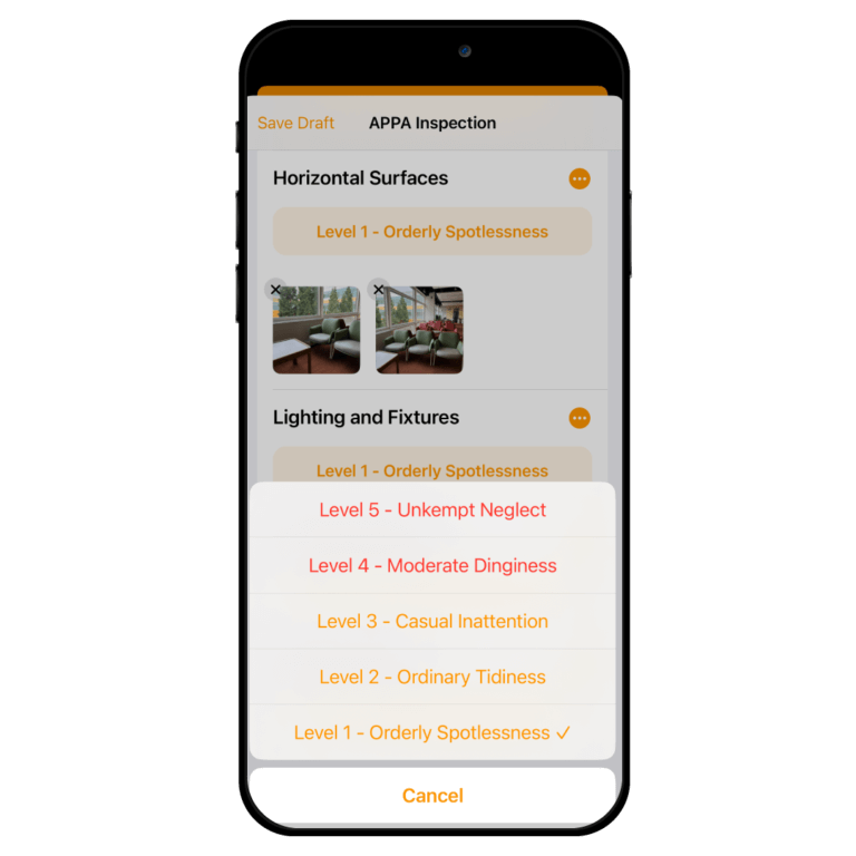 Customize inspection forms to track cleaning and safety with OrangeQC software.