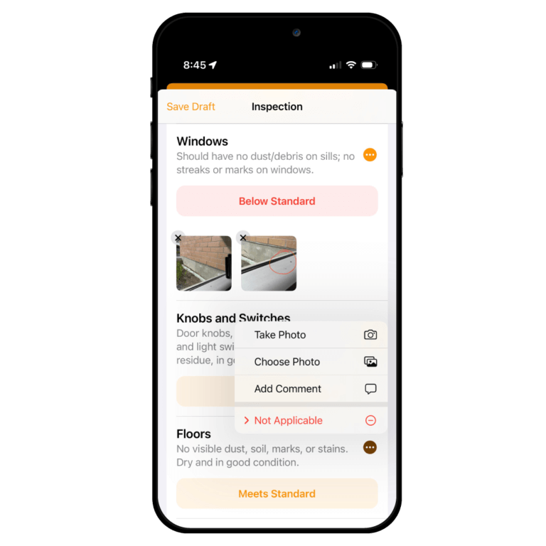 Customizable janitorial checklists.