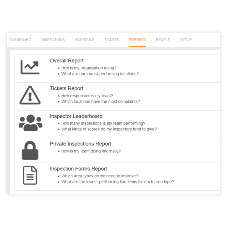Generate reports such as the Joint Commission inspection report.